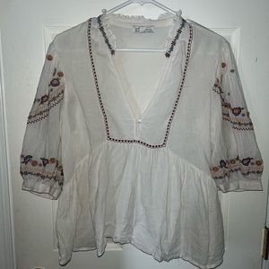 Zara White Peasant Top (Large)